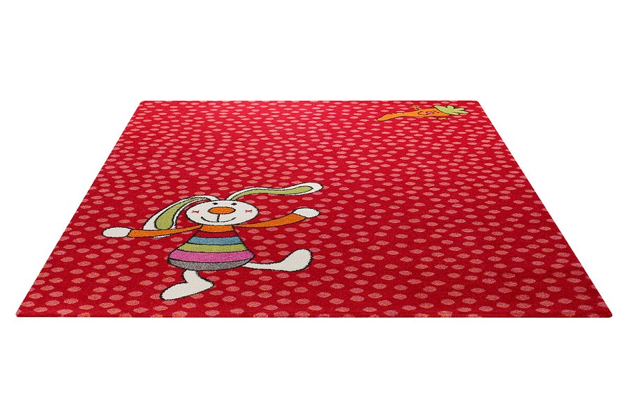 Dětský koberec Duhový králíček červená