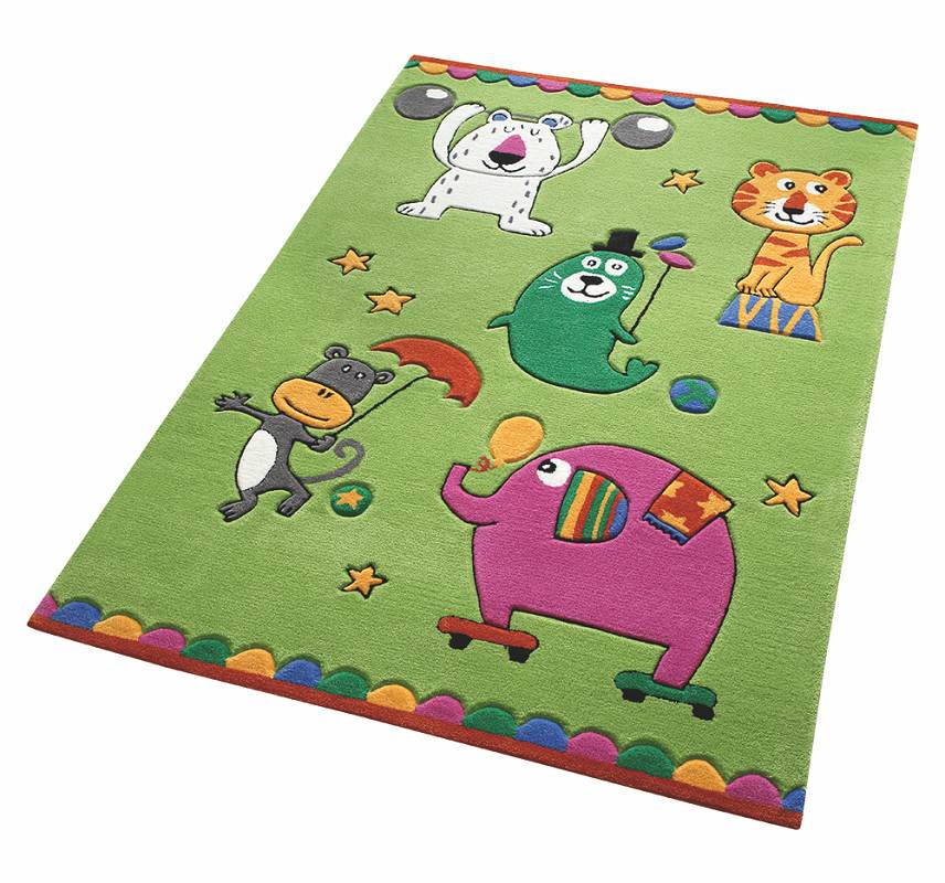 Dětský koberec Veselí zvířecí artisti zelená