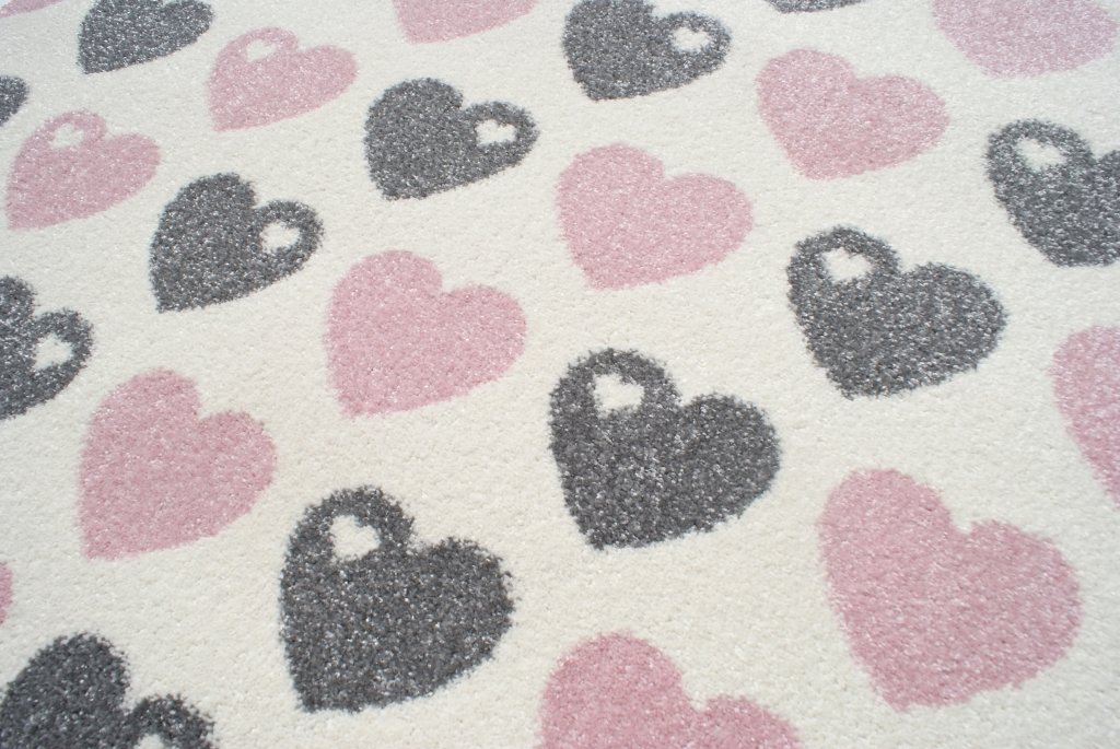 Dětský koberec Livone Graziela Design srdíčka šedo růžová