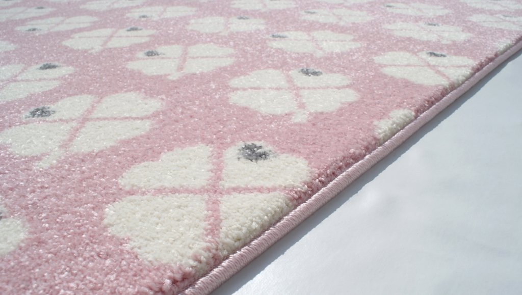 Dětský koberec Livone  CLOVER LEAF čtyřlístek šedo růžový