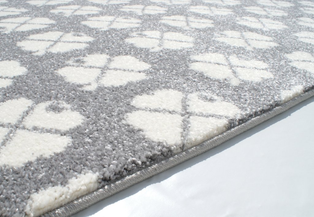 Dětský koberec Livone  CLOVER LEAF čtyřlístek šedo stříbrný