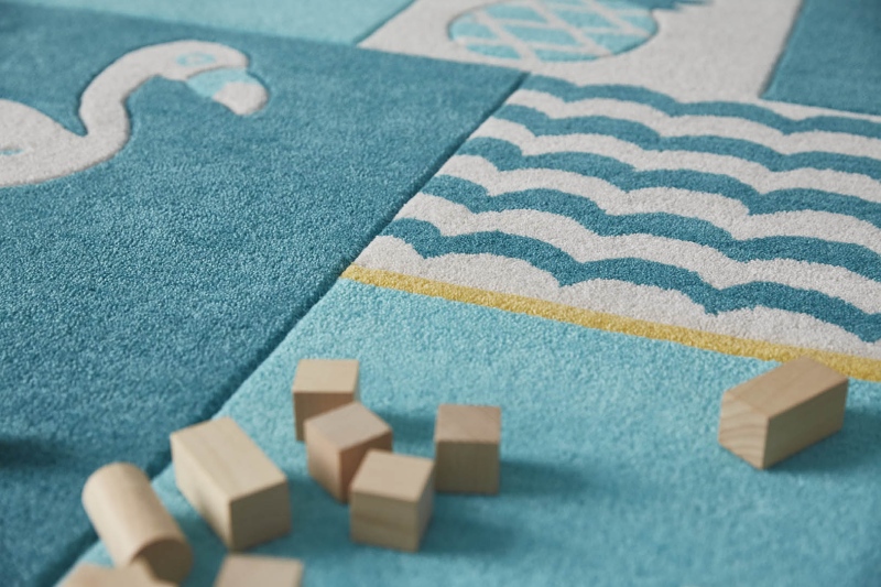 Dětský koberec Smart Kids Plameňák modrá