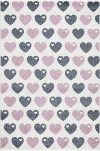 Dětský koberec Livone Graziela Design srdíčka šedo růžová