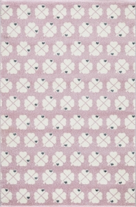 Dětský koberec Livone  CLOVER LEAF čtyřlístek šedo růžový