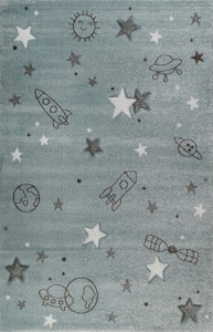 Dětský koberec Esprit Yoda - rakety a vesmír šedo stříbrná