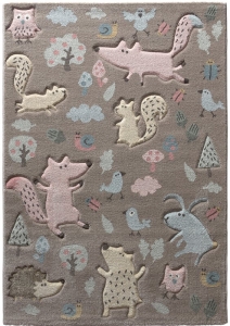 Dětský koberec Sigikid Les a zvířátka hnědo šedá